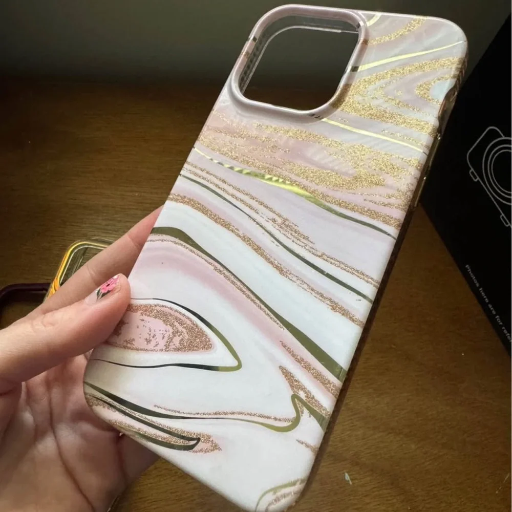 Marble Swirl Phone Case with Gold Accents